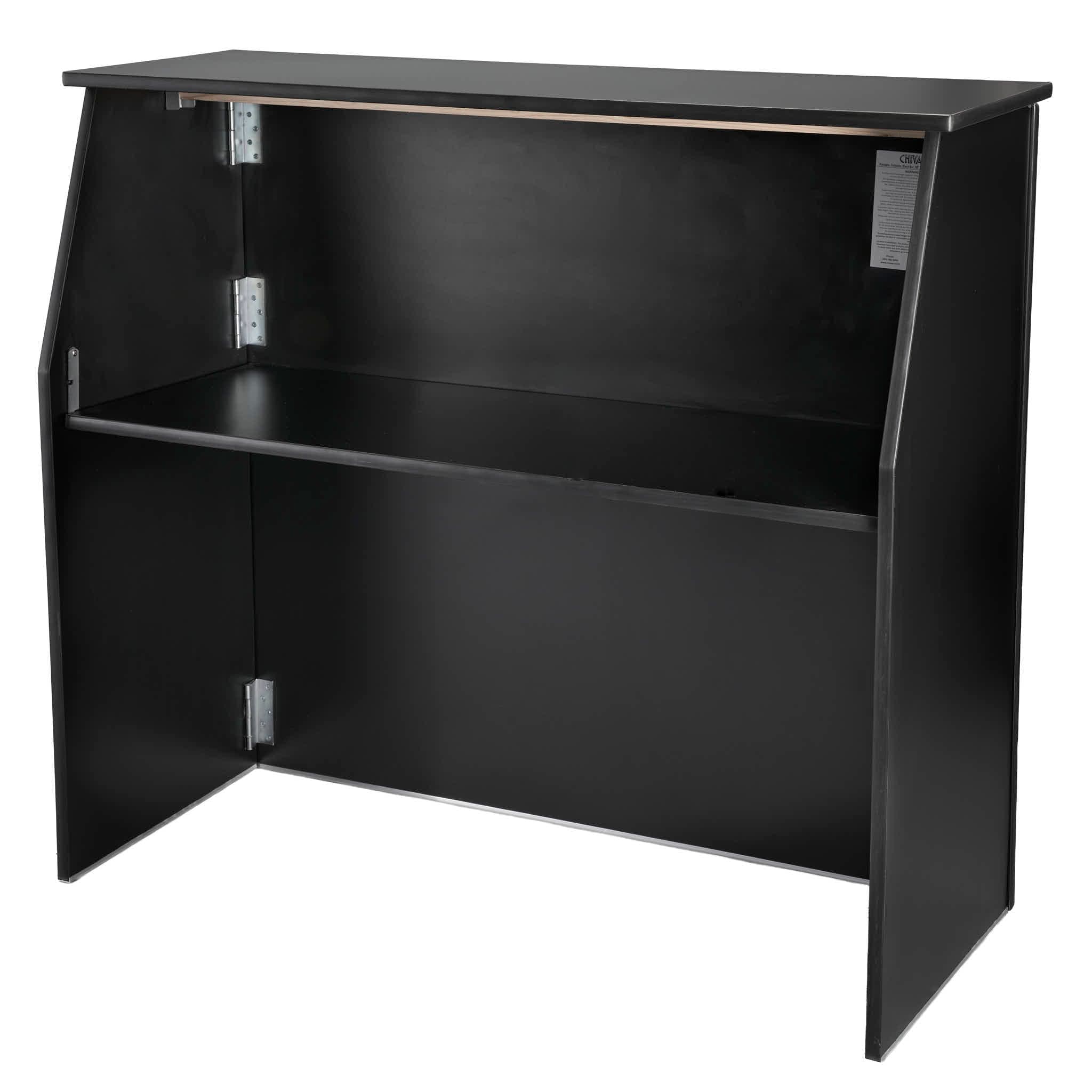 Chivari Black 42" Tall x 48" Long Portable Foldable Bar Laminate Surface BAR-FOLD-48-BLKVYL-AX-T