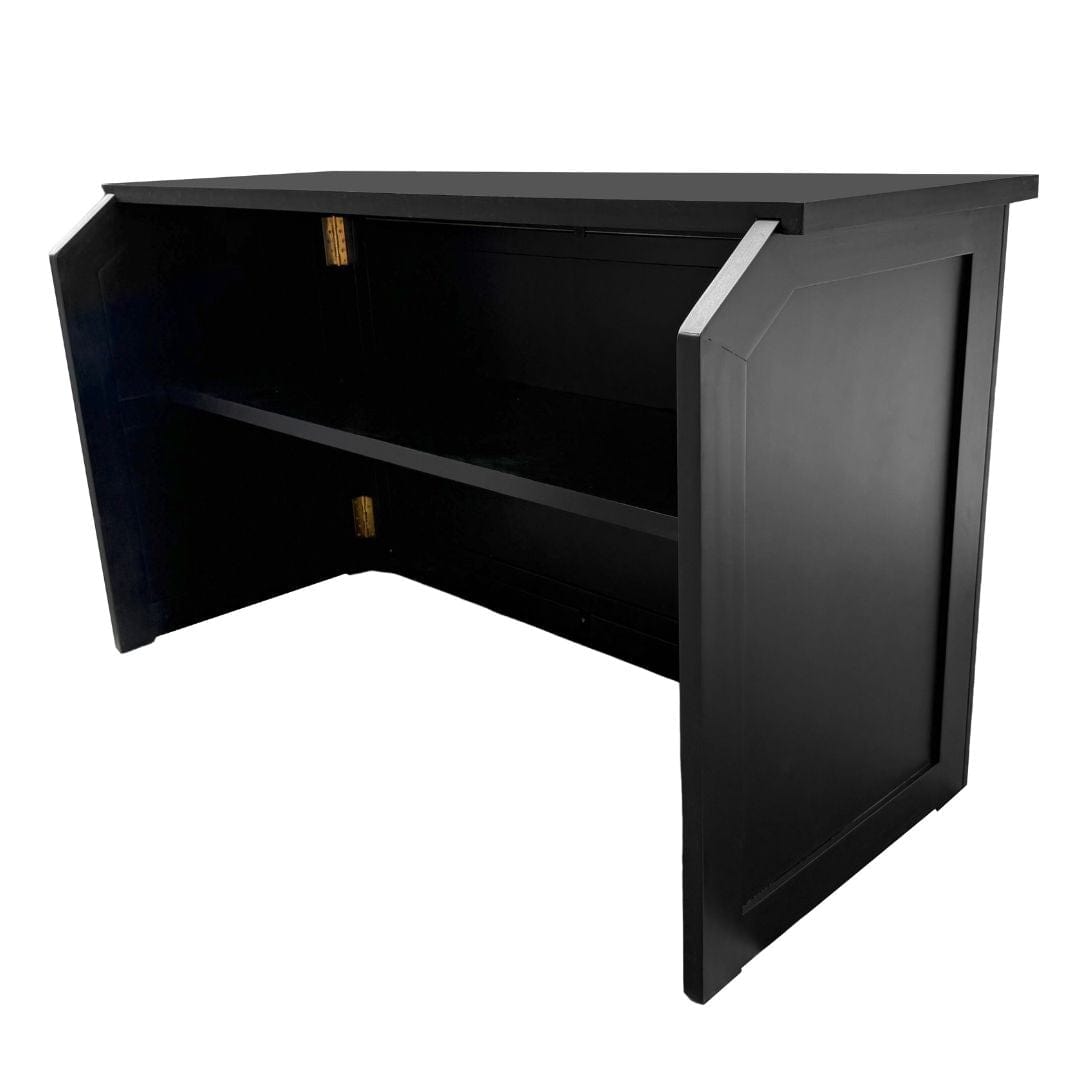 Chivari 6' Black Portable Folding Bar with HPL Reversible Front, Top & Shelf BAR-FOLD-72KIT-BLK-AX-T