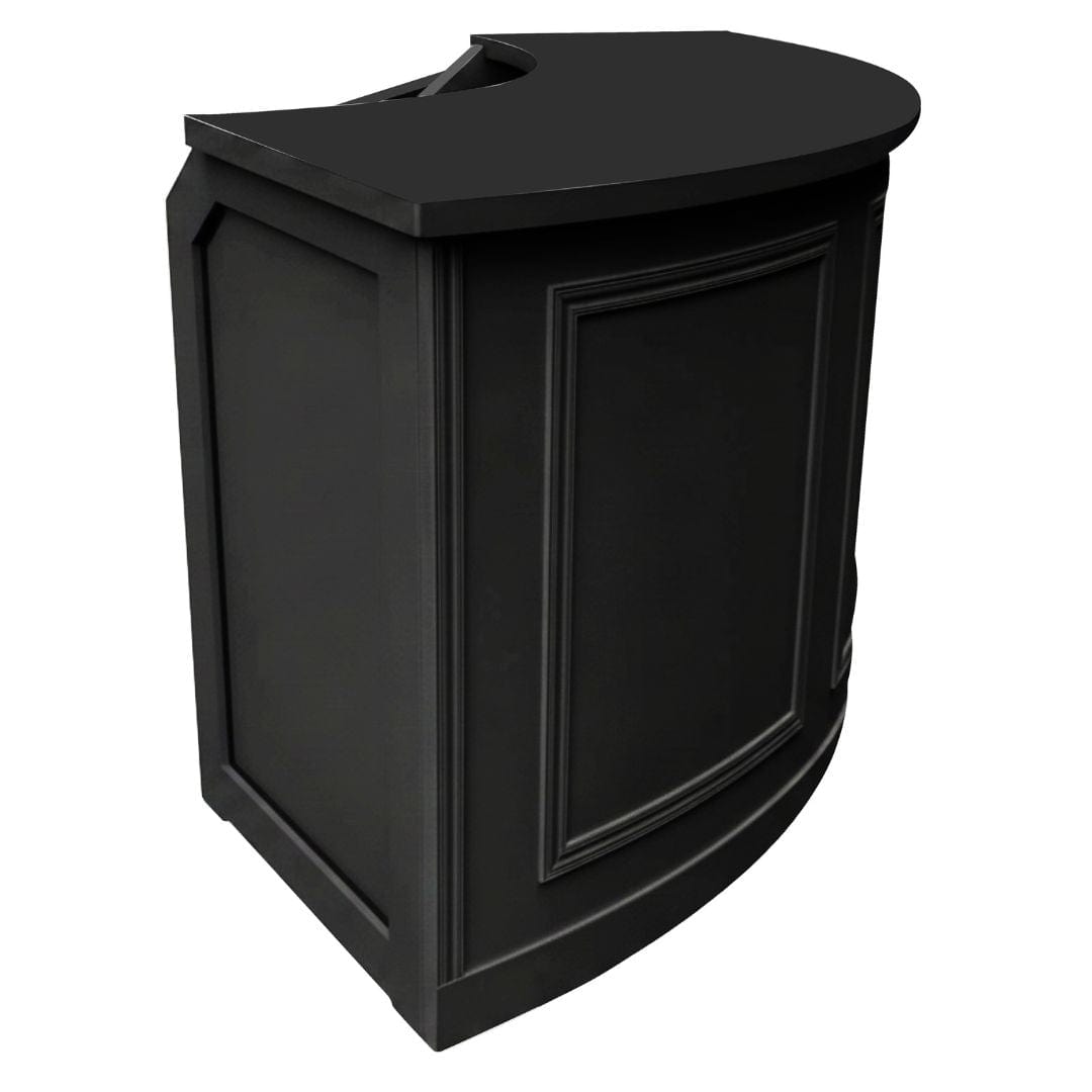 Chivari 7' Black 3 Panel Quarter Round Serpentine Bar with HPL Top BAR-SERP3-84KT-BLK-AX-T