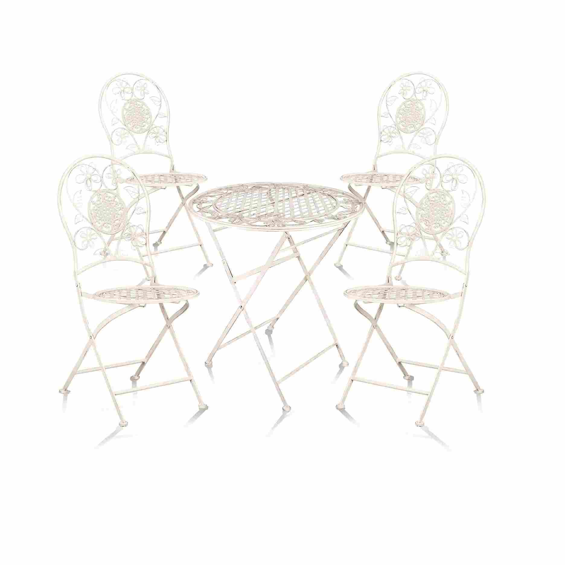 Chivari Barcelona Bistro Set in Antique White includes 28" Table and 4 Round Chairs BBMRW-KT-AX