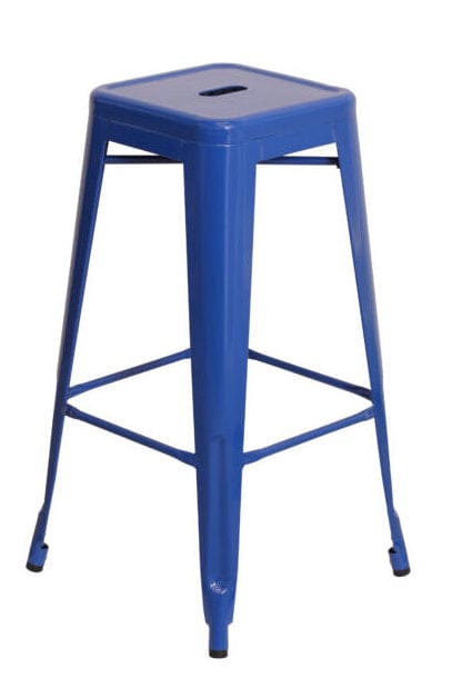 Chivari Blue Hi Gloss Tolix Style Metal Stool BTMBLU-AX-T