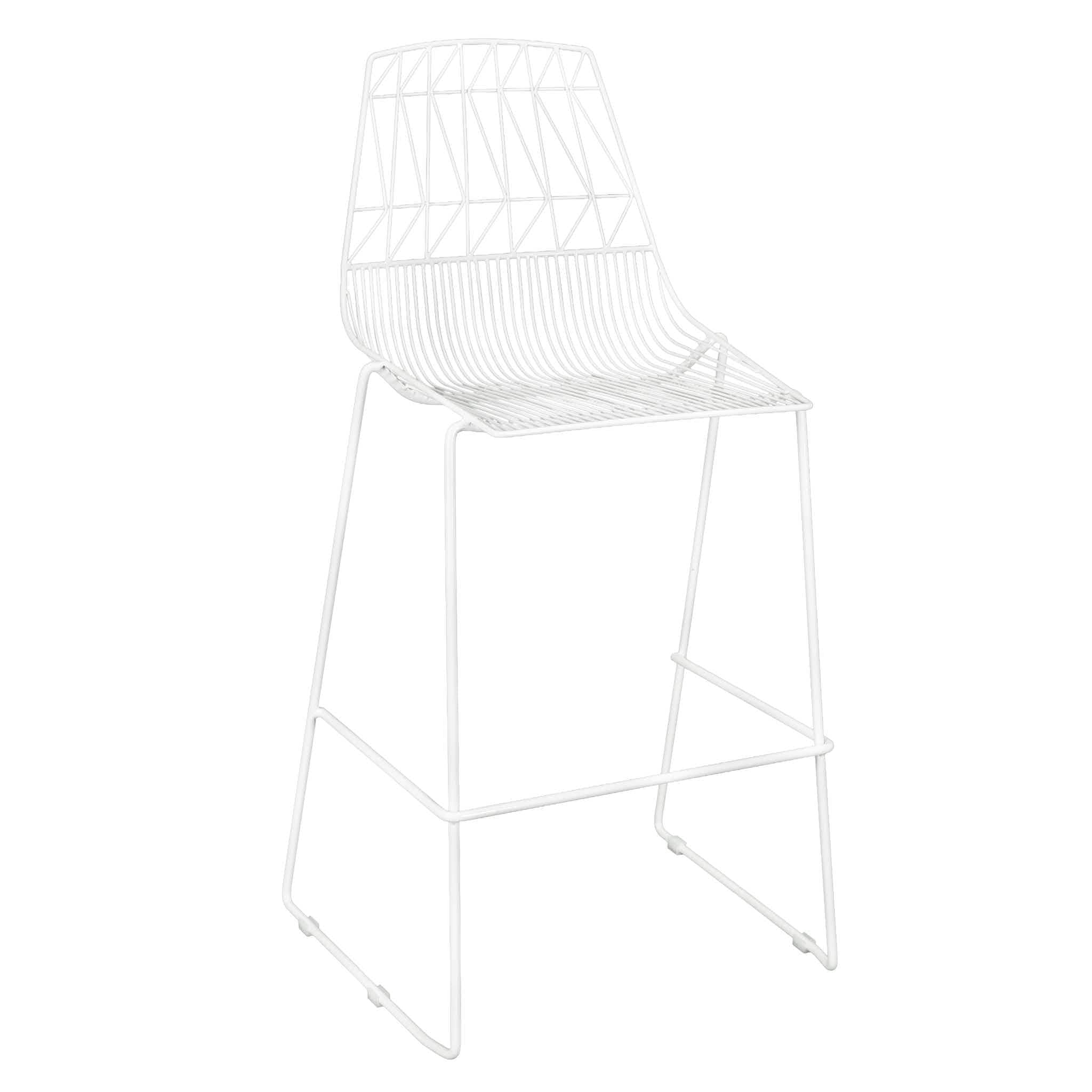 Chivari White 30" Benton Wire Bar Stool Steel Frame BBMW-WR-AX