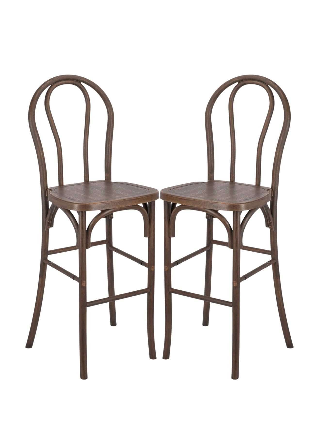 Chivari Fruitwood Resin Steel Skeleton™  Bentwood Barstool  - 2 Pack - Some Assembly Required BBRF-KD-ST-AX-2