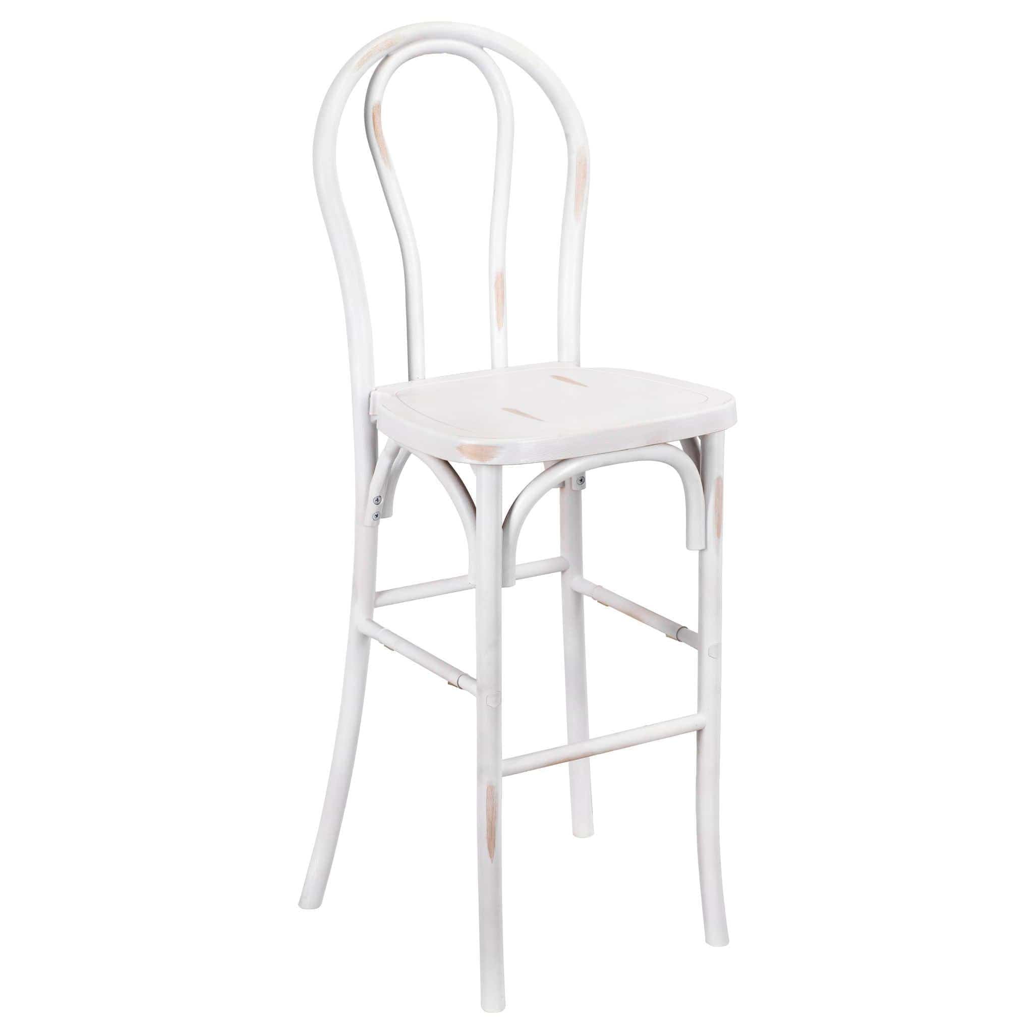 Chivari White Distressed Resin Steel Skeleton™ Bentwood Barstool - 2 Pack - Some Assembly Required BBRWD-KD-ST-AX-2