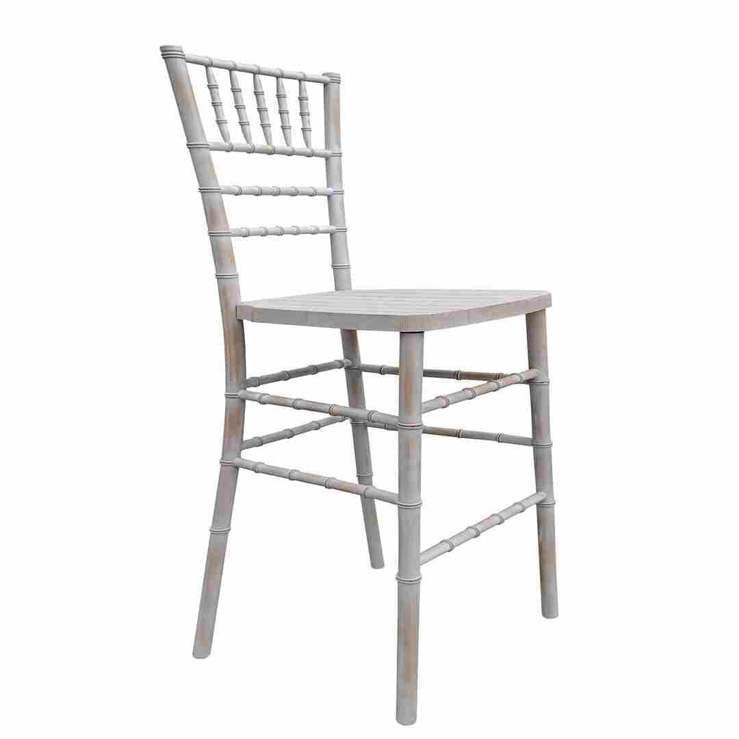 Chivari White Distressed WoodGrain™ Resin Steel Skeleton™ Chiavari Barstool BCRWDB-ST-AX-T