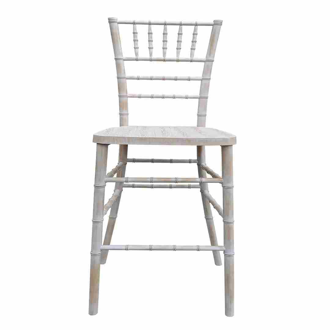 Chivari White Distressed WoodGrain™ Resin Steel Skeleton™ Chiavari Barstool BCRWDB-ST-AX-T