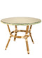Toulouse 40" Round Glass Top Beige and Green Rattan French Bistro Table TBTPBG-KT-AX-T