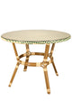 Toulouse 40" Round Glass Top Beige and Green Rattan French Bistro Table TBTPBG-KT-AX-T