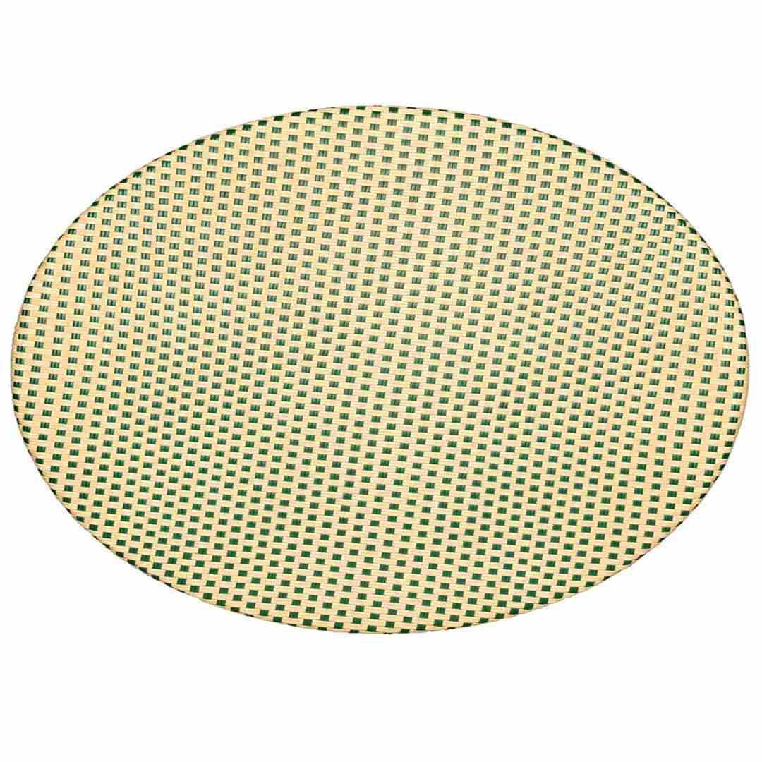 Toulouse 40" Round Glass Top Beige and Green Rattan French Bistro Table TBTPBG-KT-AX-T