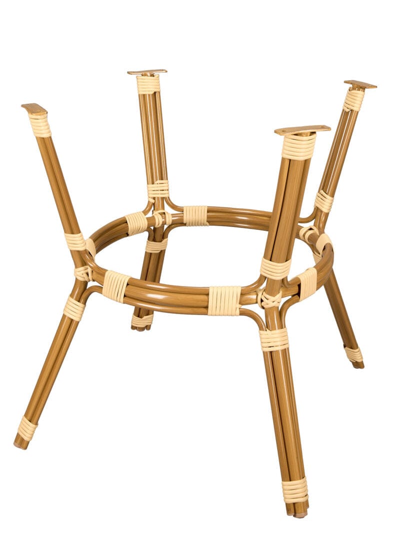 Toulouse 40" Round Glass Top Beige and Maroon Rattan French Bistro Table TBTPBM-KT-AX-T