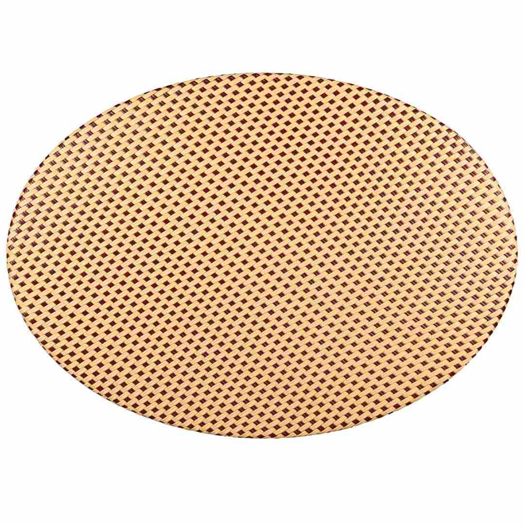 Toulouse 40" Round Glass Top Beige and Maroon Rattan French Bistro Table TBTPBM-KT-AX-T