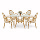 Toulouse White and Beige French Bistro Set Includes  48" x 36" Table and 4 Chairs with Arms FBK-SQ-WB-AWB4-AX