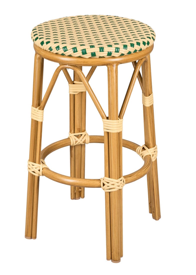 Toulouse Beige on Green 26" Counter Height No Back Bistro Barstool BCNBPW-AX-T
