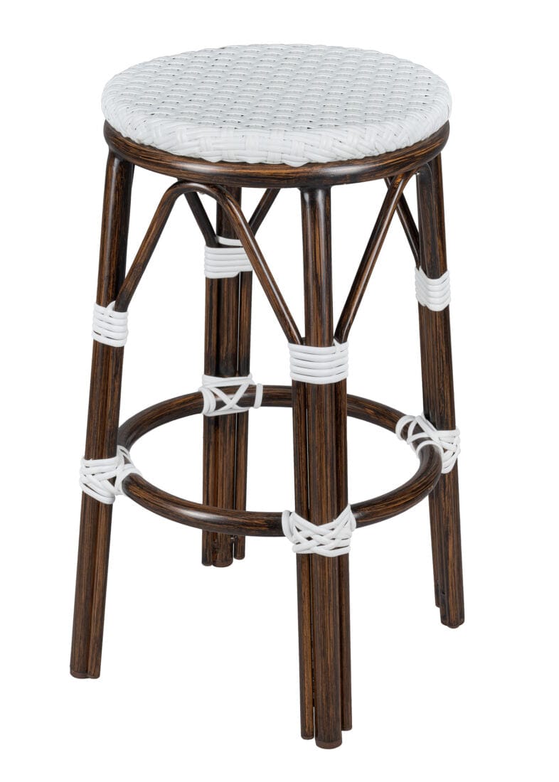 Toulouse White on White Dark Frame 26" Counter Height No Back Bistro Barstool BCNBPWD-AX-T