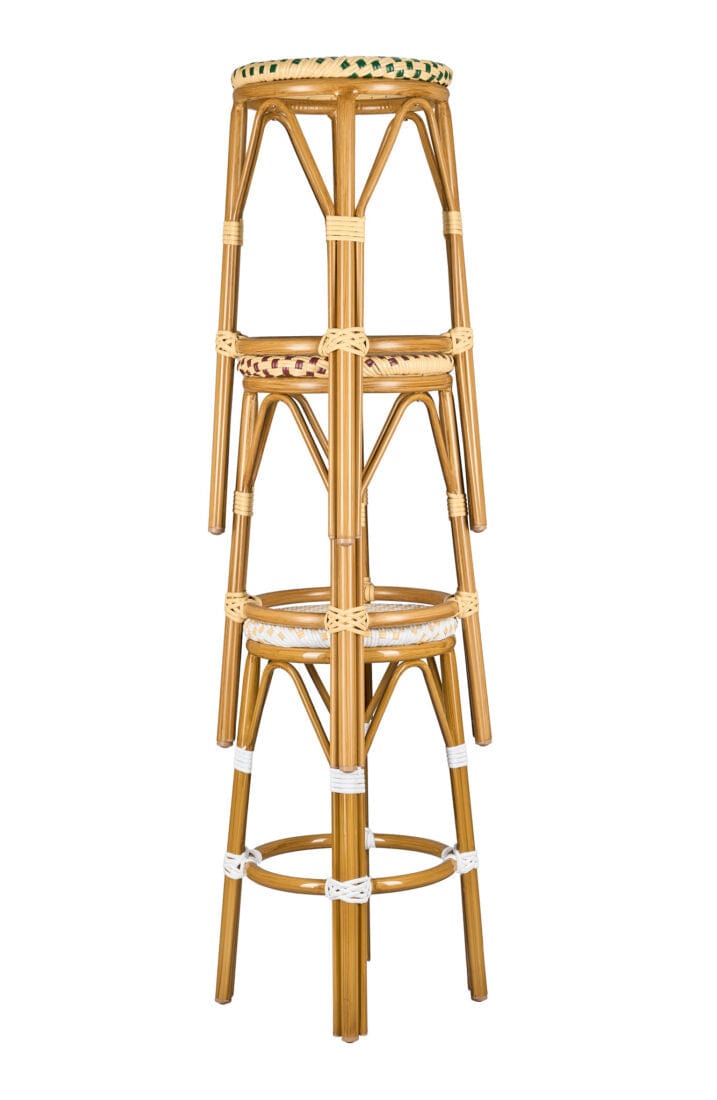 Toulouse White on Beige Medium Frame 26" Counter Height No Back Bistro Barstool BCNBPWB-AX-T