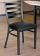 Chivari Ladder Back Restaurant Chair with Black Metal Frame and Black Vinyl Seat CLMBVB-ZF-KT