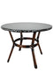 Toulouse 40" Round Glass Top Black and White Rattan French Bistro Table TBTPBLA-KT-AX-T