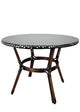 Toulouse 40" Round Glass Top Black and White Rattan French Bistro Table TBTPBLA-KT-AX-T