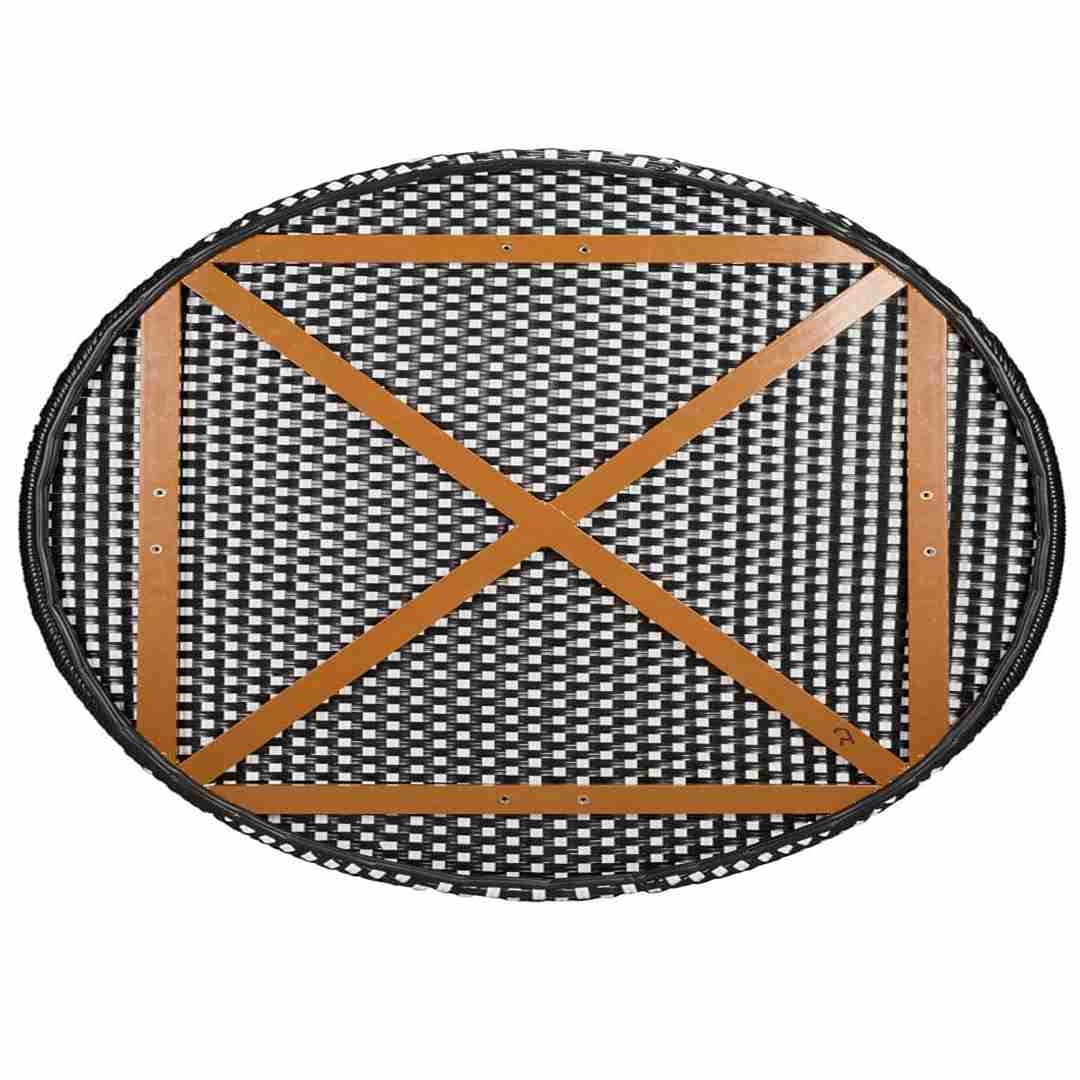 Toulouse 40" Round Glass Top Black and White Rattan French Bistro Table TBTPBLA-KT-AX-T