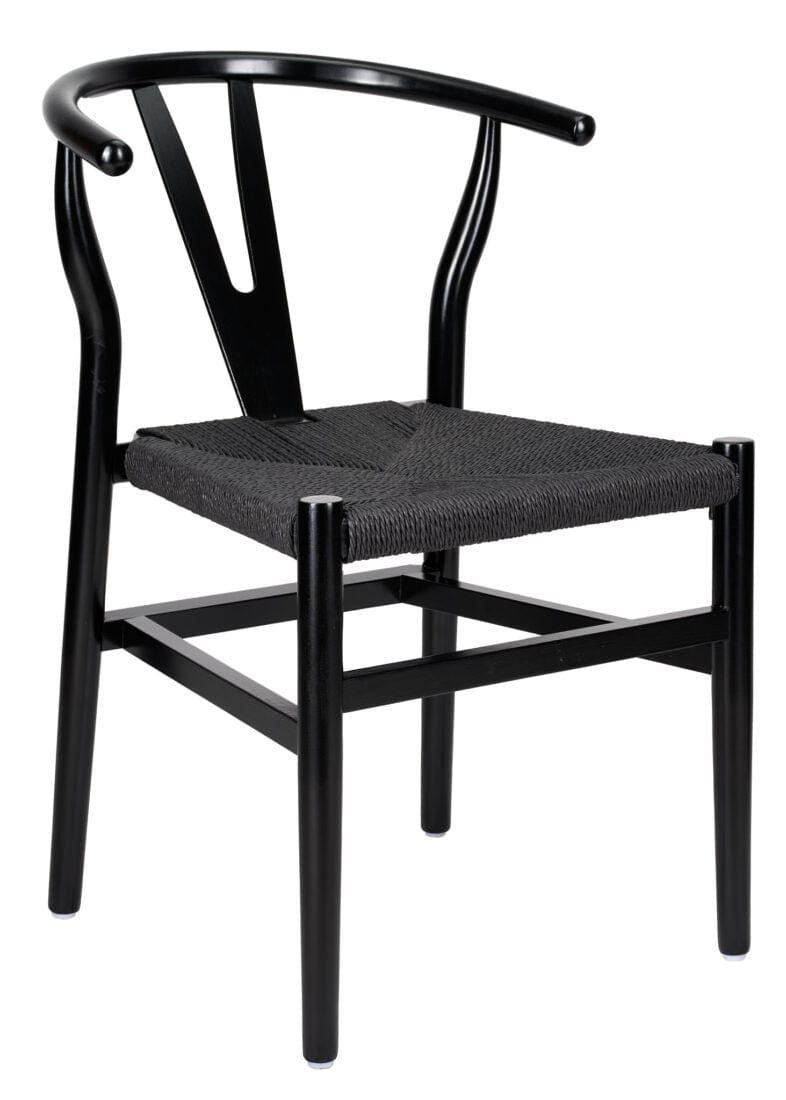 Chivari Black Wood Wishbone Chair with Black Rope Seat CWHWBB-ZG-T