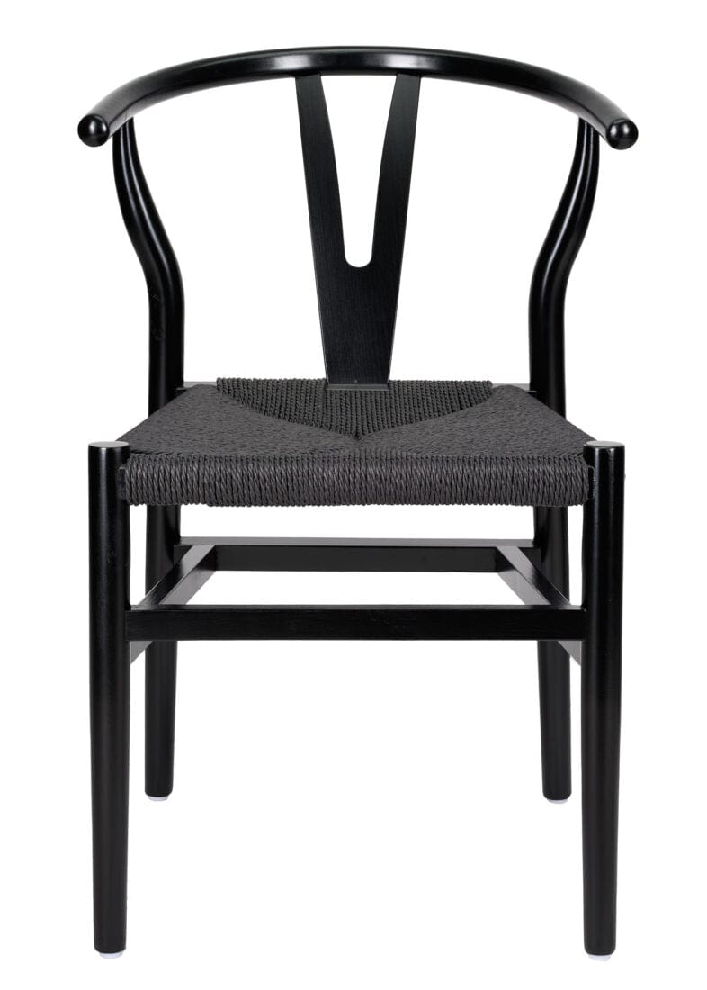 Chivari Black Wood Wishbone Chair with Black Rope Seat CWHWBB-ZG-T