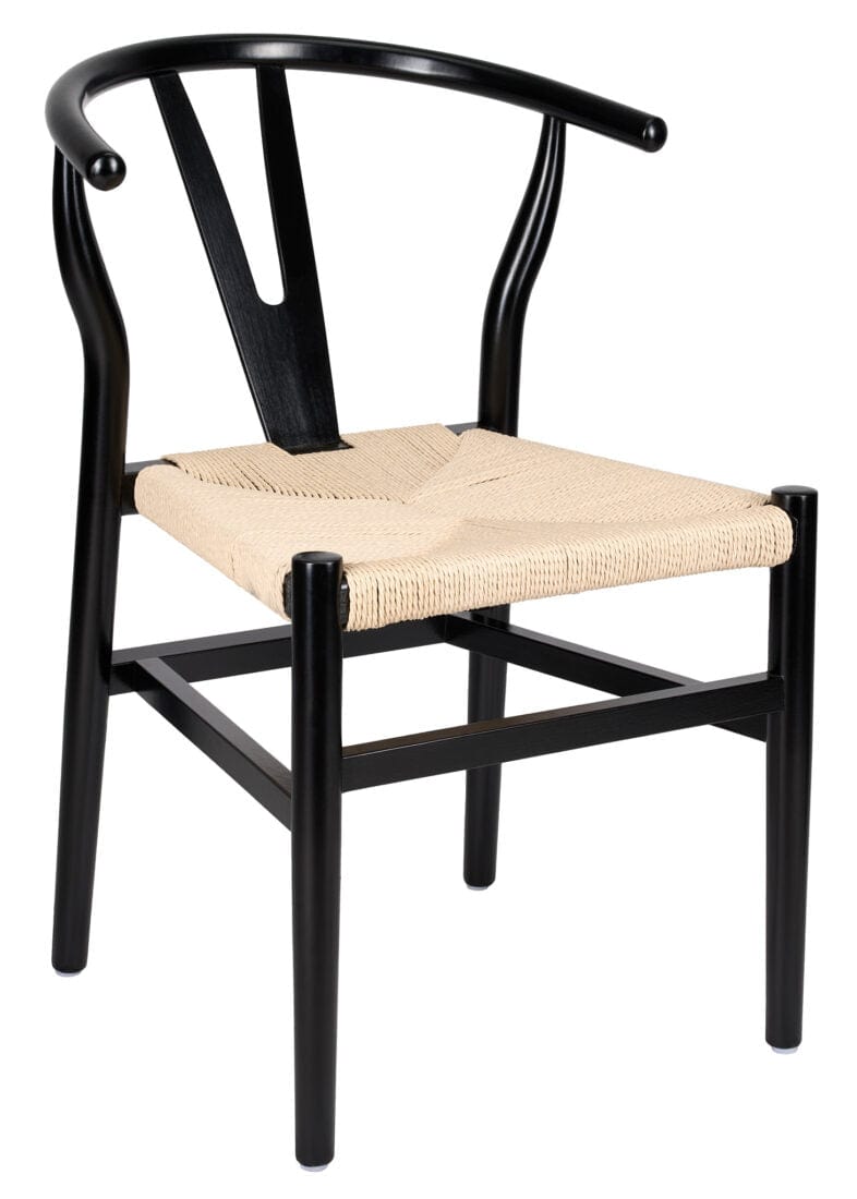 Chivari Black Wood Wishbone Chair with Natural Rope Seat CWHWBN-ZG-T
