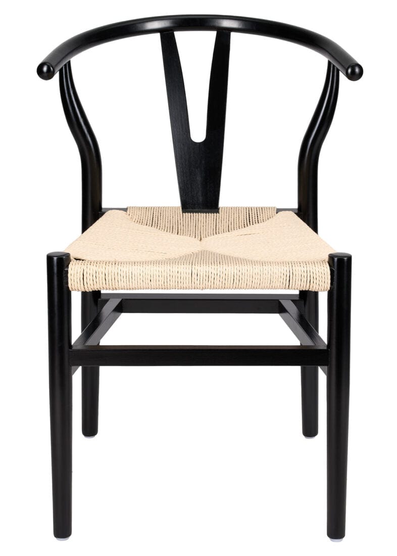 Chivari Black Wood Wishbone Chair with Natural Rope Seat CWHWBN-ZG-T