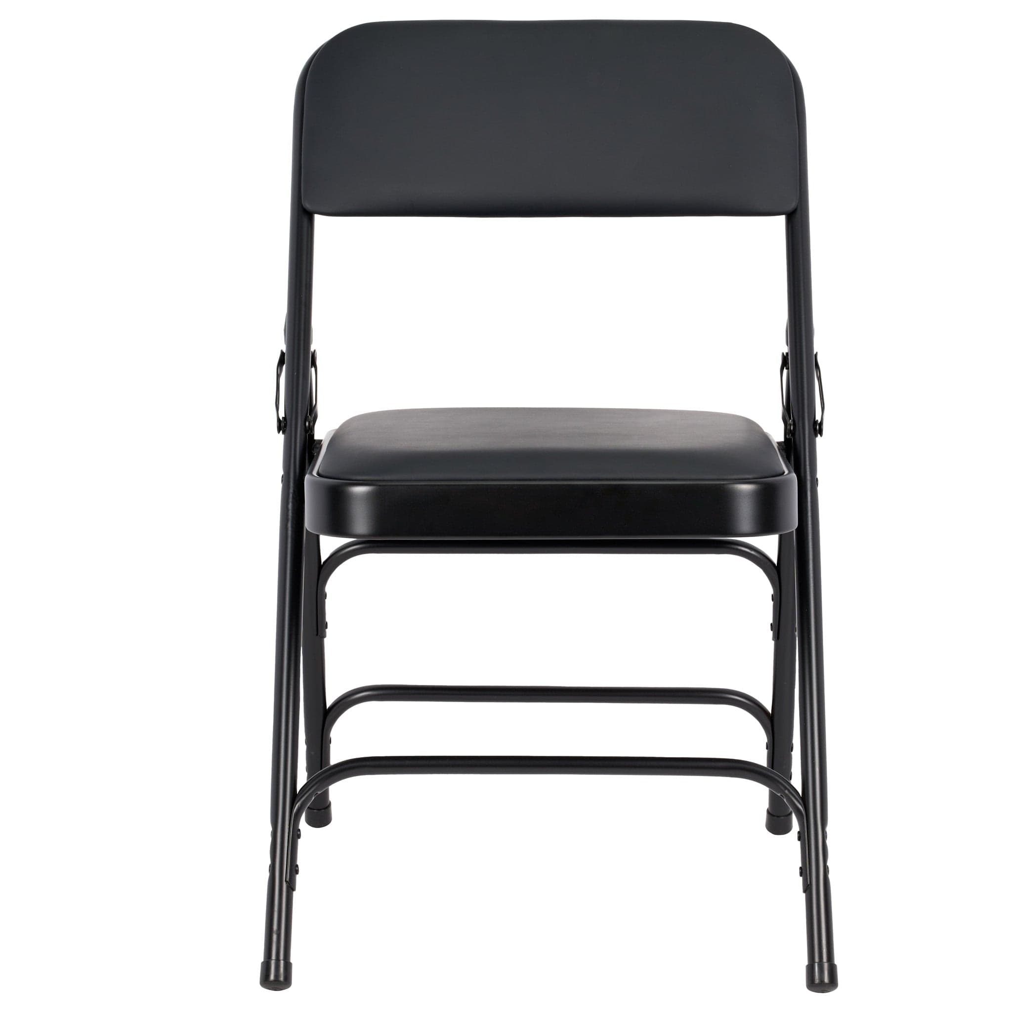 Chivari Black Metal Folding Chair with Black Vinyl Cushion CFMVBB1-CX-T