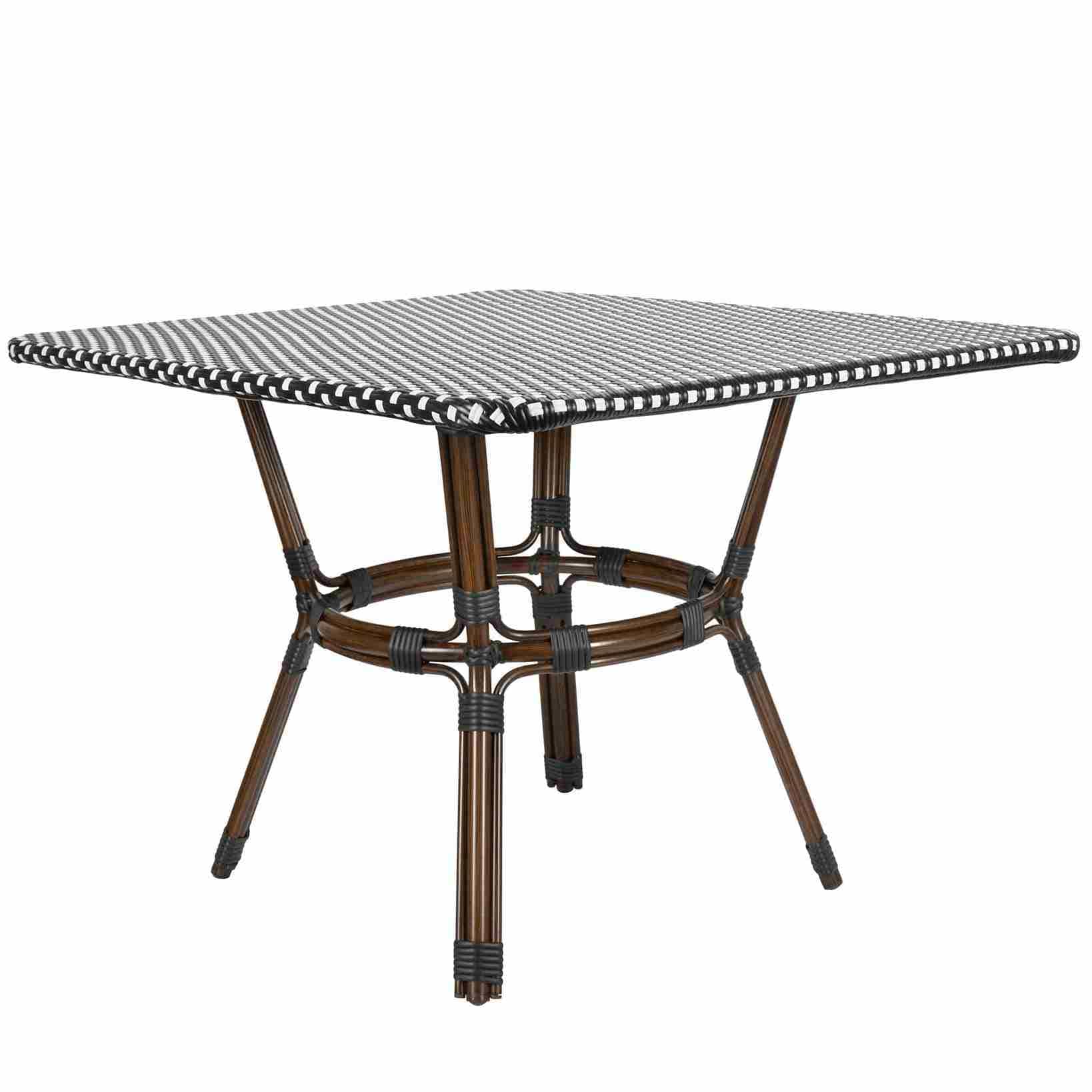 Toulouse 48" x 36"  Glass Top Black and White French Bistro Table TBTP4836BLA-KT-AX-T