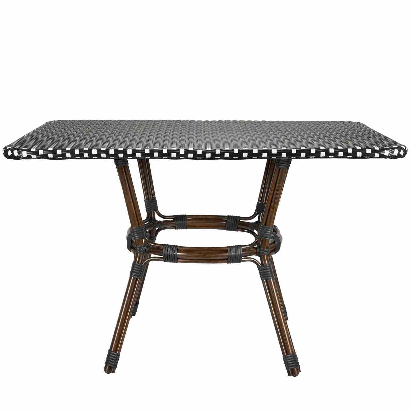 Toulouse 48" x 36"  Glass Top Black and White French Bistro Table TBTP4836BLA-KT-AX-T