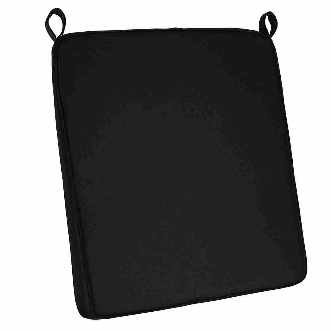 Chivari Black 1.5" Thick Bamboo Folding Chair Cushion CUSHSTRAPBAMBLA-HU-T