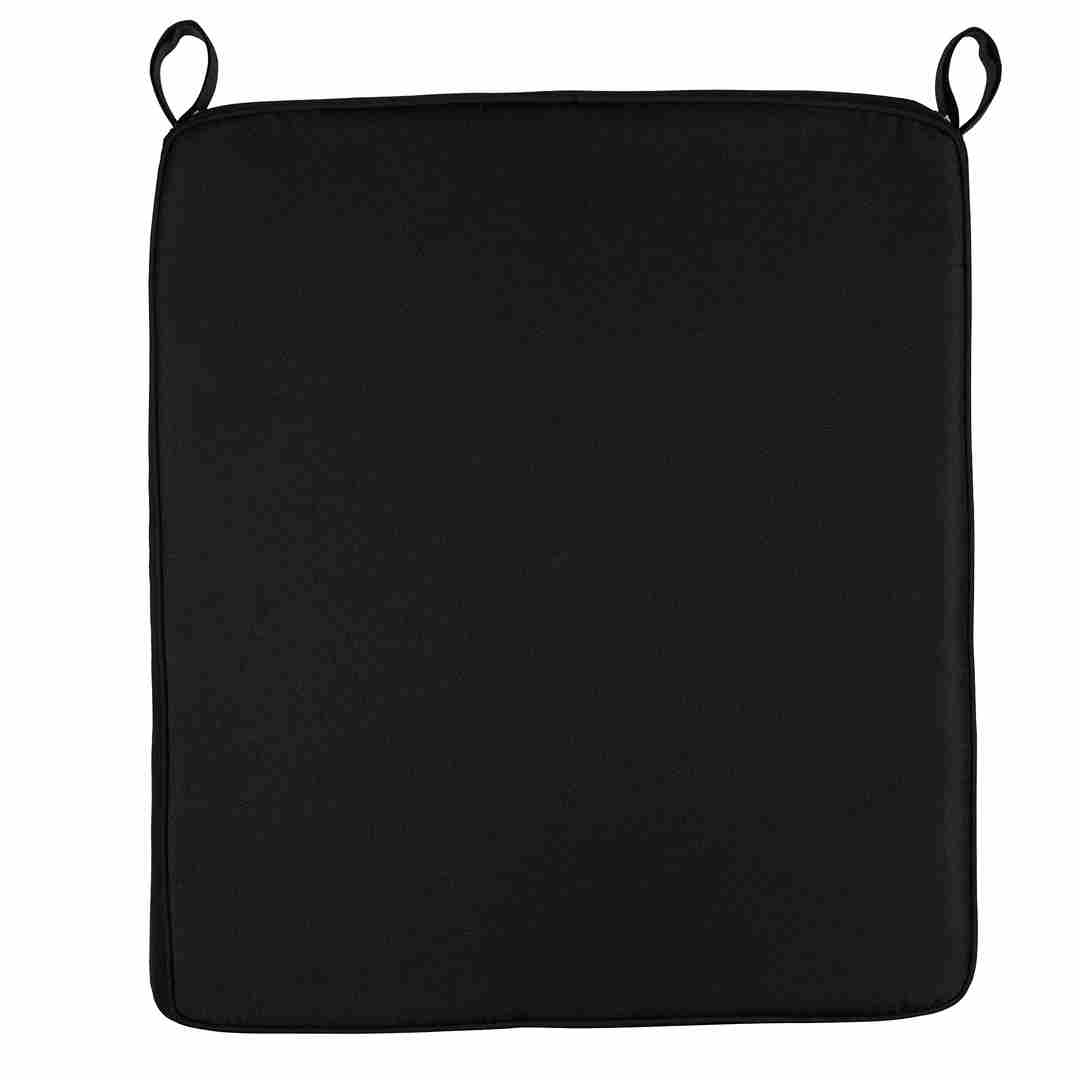 Chivari Black 1.5" Thick Bamboo Folding Chair Cushion CUSHSTRAPBAMBLA-HU-T