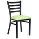 Chivari Ladder Back Restaurant Chair with Black Metal Frame and Light Green Vinyl Seat CLMBVLGR-ZF-KT