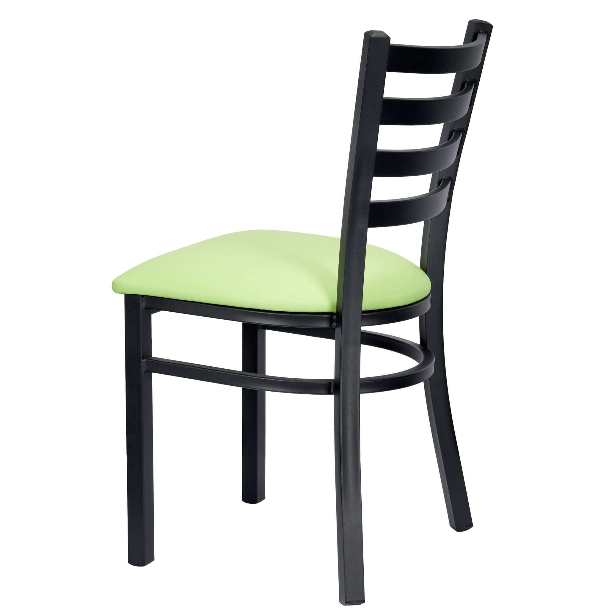 Chivari Ladder Back Restaurant Chair with Black Metal Frame and Light Green Vinyl Seat CLMBVLGR-ZF-KT