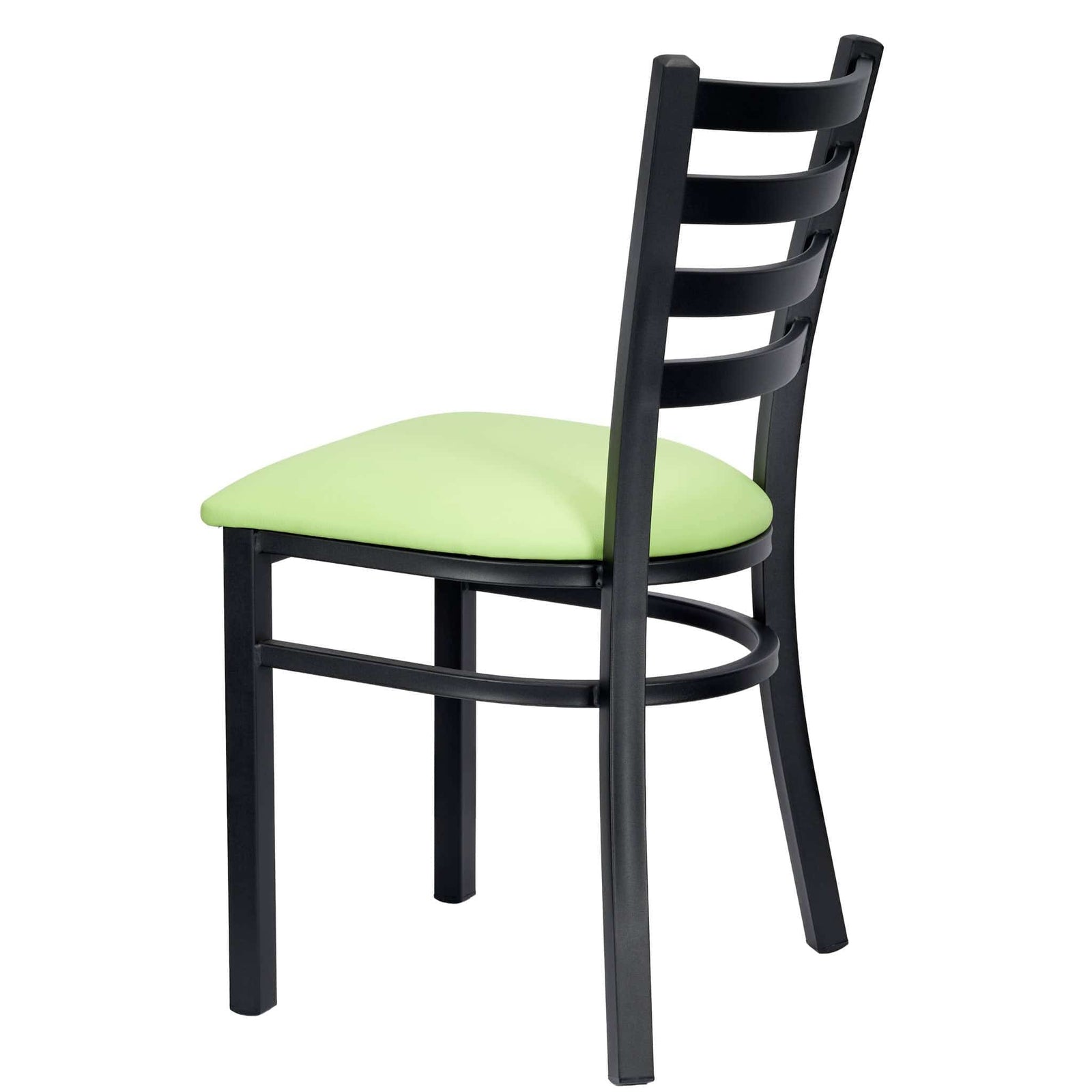 Chivari Ladder Back Restaurant Chair with Black Metal Frame and Light Green Vinyl Seat CLMBVLGR-ZF-KT