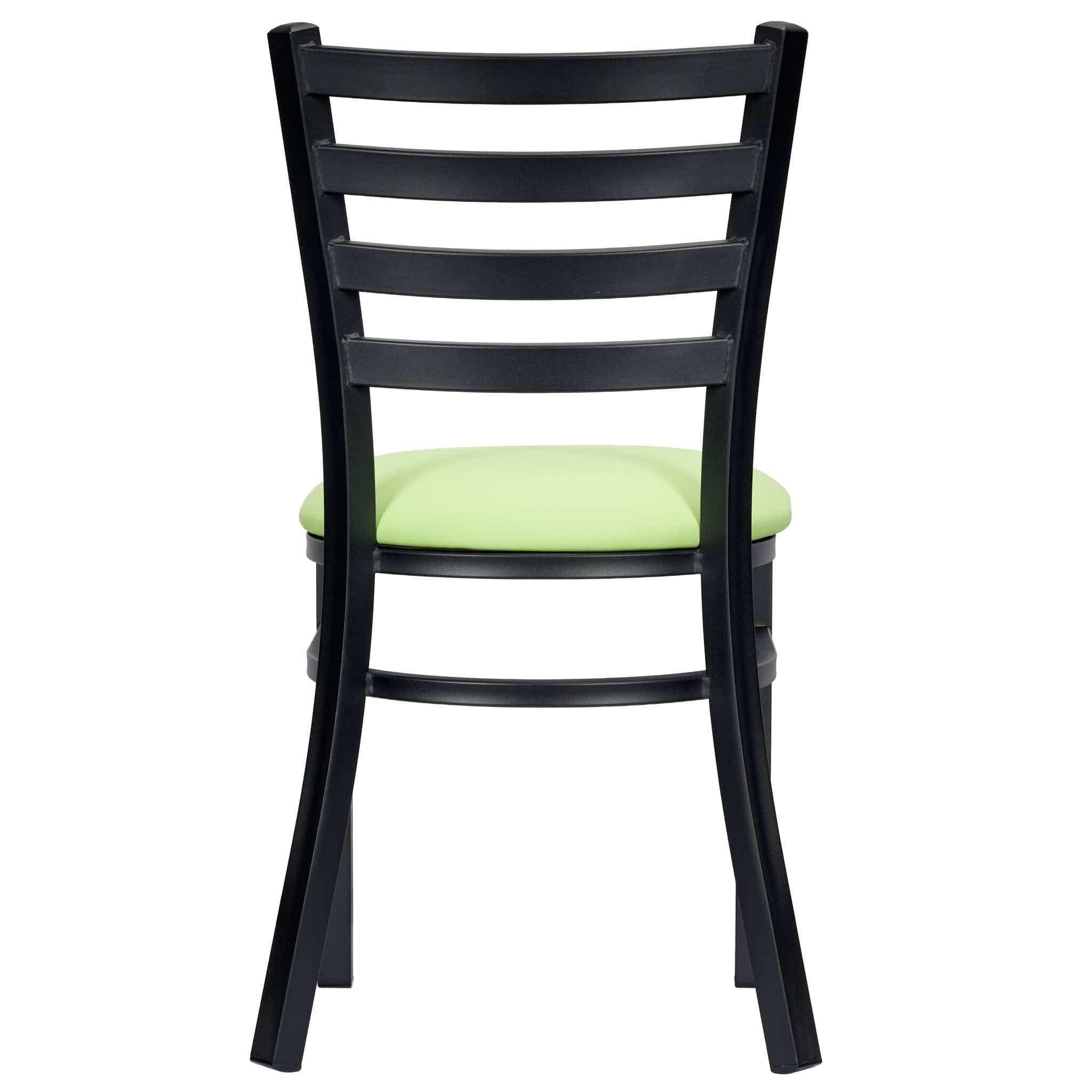 Chivari Ladder Back Restaurant Chair with Black Metal Frame and Light Green Vinyl Seat CLMBVLGR-ZF-KT