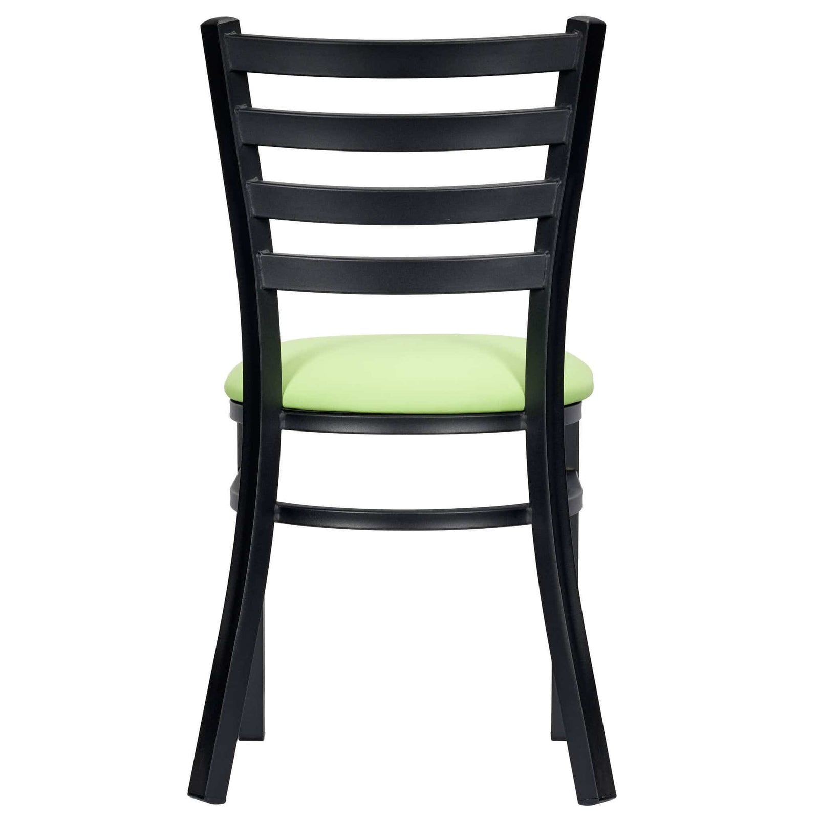 Chivari Ladder Back Restaurant Chair with Black Metal Frame and Light Green Vinyl Seat CLMBVLGR-ZF-KT