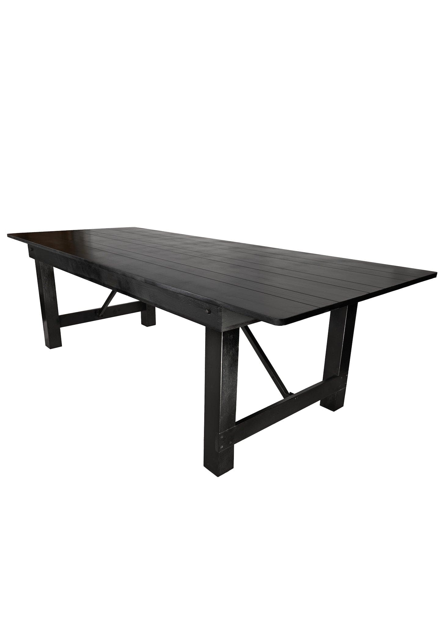 Chivari 96" x 40" (8 Foot) Black Rectangle Straight Leg Wood Farm Table TFARMRT9640-BLACK-S-LEG-AX-T