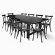 Chivari Black Straight Leg Farm Table Dining Set with 10 Chairs TFARM-BLACK-S-LEG-KIT-CXR-AX