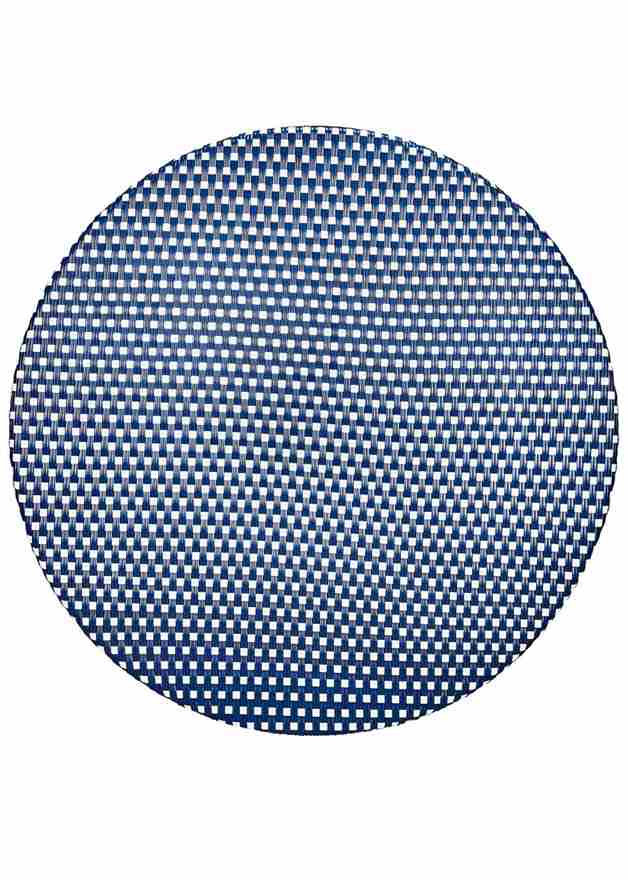 Toulouse 40" Round Glass Top Blue and White Rattan French Bistro Table TBTPBLU-KT-AX-T