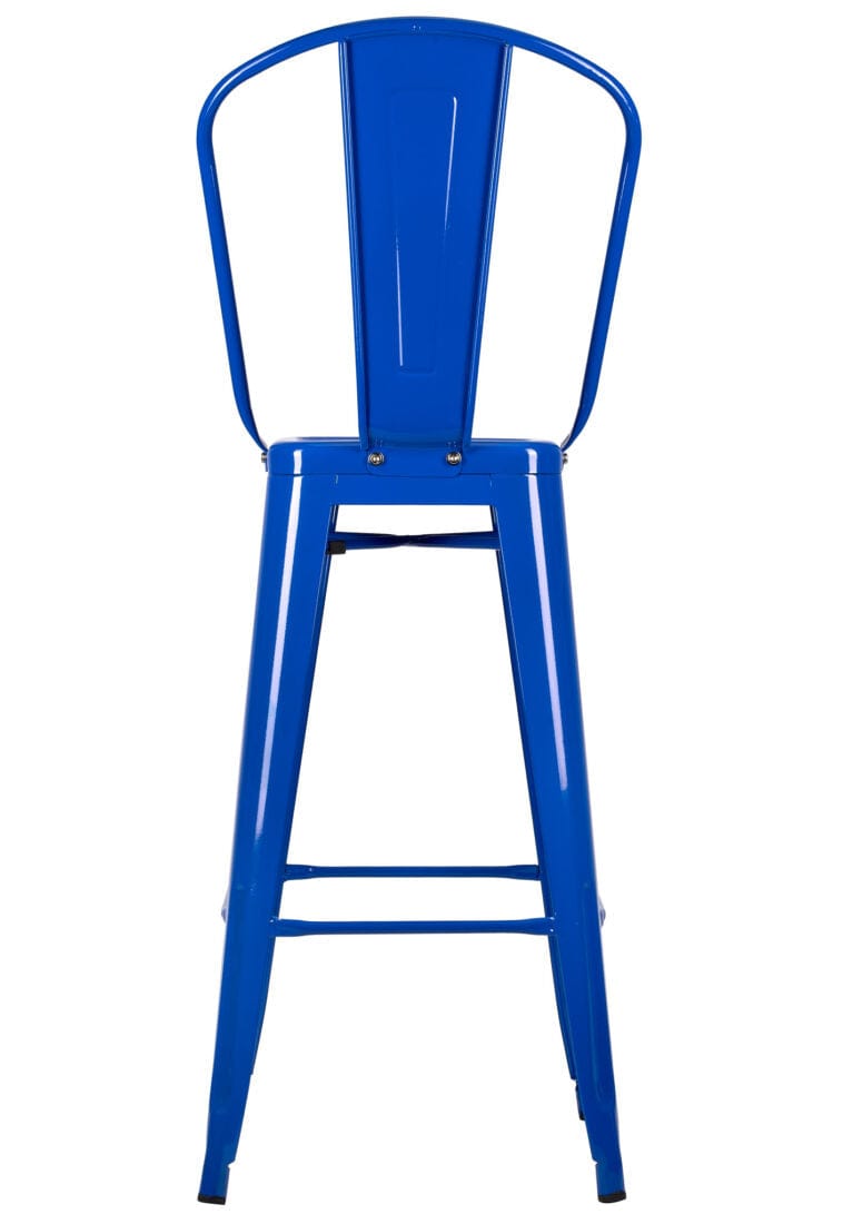 Chivari Blue Hi Gloss Tolix Style Metal Barstool with Back BTBMBLU-AX-T
