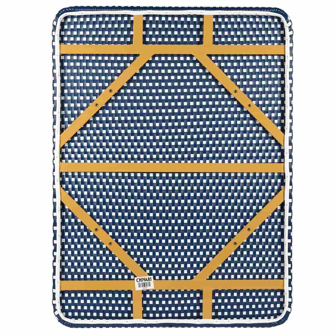 Toulouse 48" x 36" Glass Top Blue and White French Bistro Table TBTP4836BLU-KT-AX-T