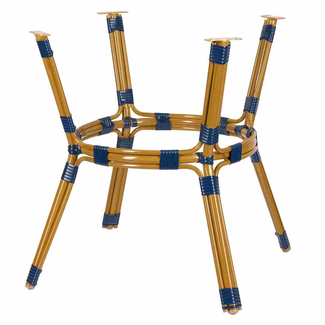 Toulouse 48" x 36" Glass Top Blue and White French Bistro Table TBTP4836BLU-KT-AX-T