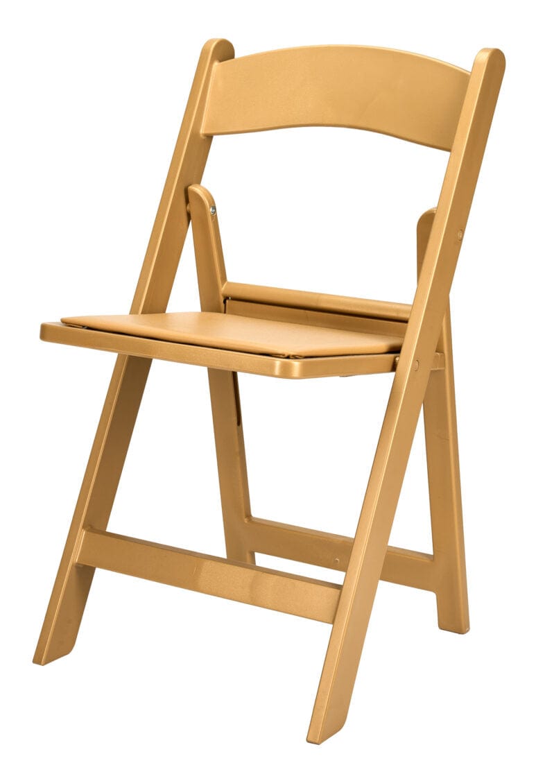 Chivari Bullion Gold with Bullion Gold Vinyl Cushion Resin Folding Chair CFRG-AX-T