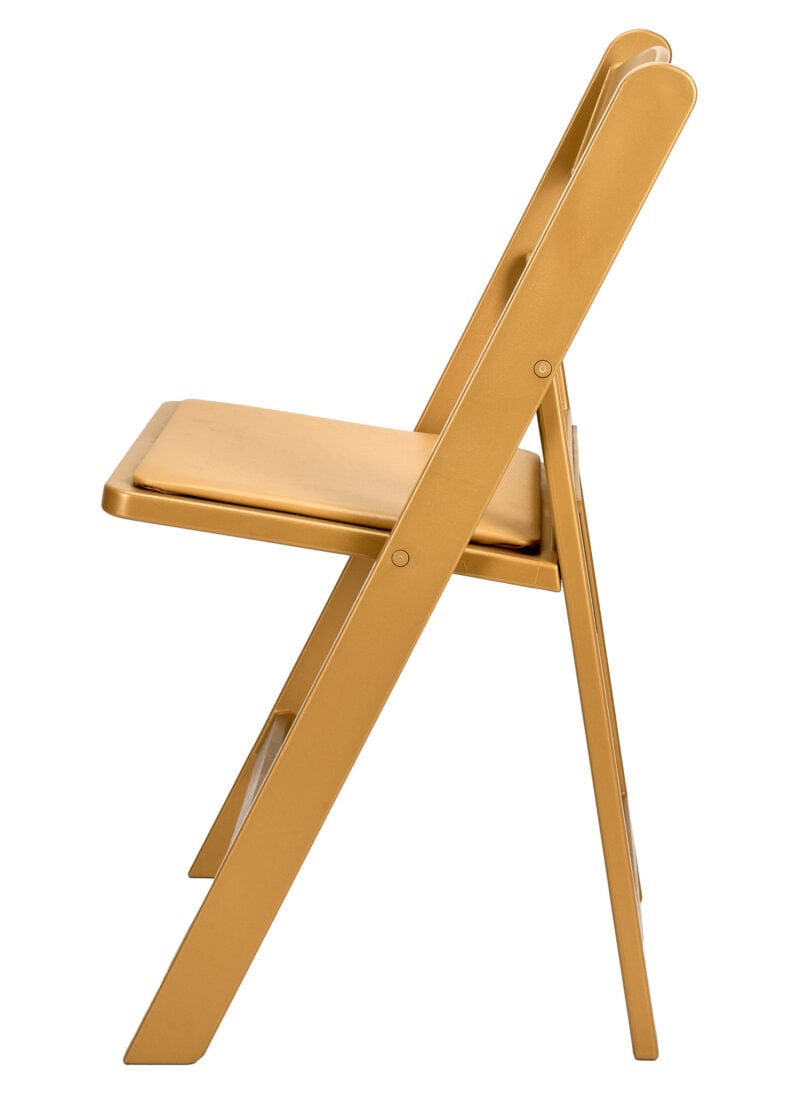 Chivari Bullion Gold with Bullion Gold Vinyl Cushion Resin Folding Chair CFRG-AX-T