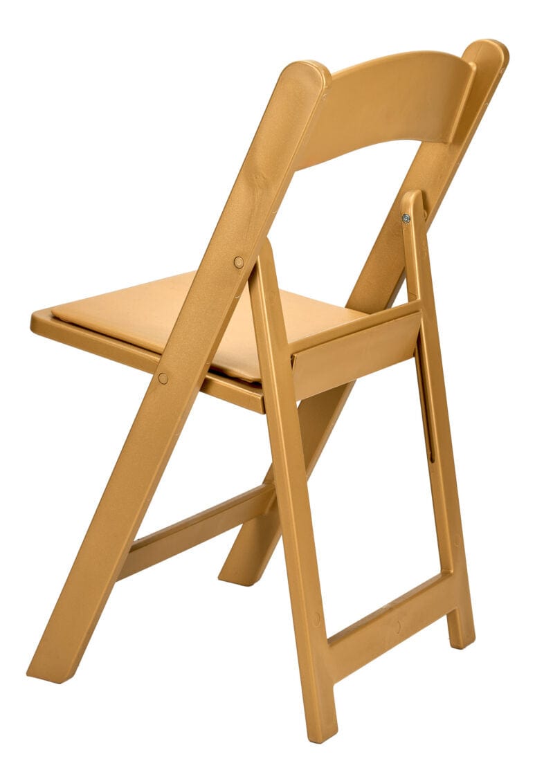 Chivari Bullion Gold with Bullion Gold Vinyl Cushion Resin Folding Chair CFRG-AX-T