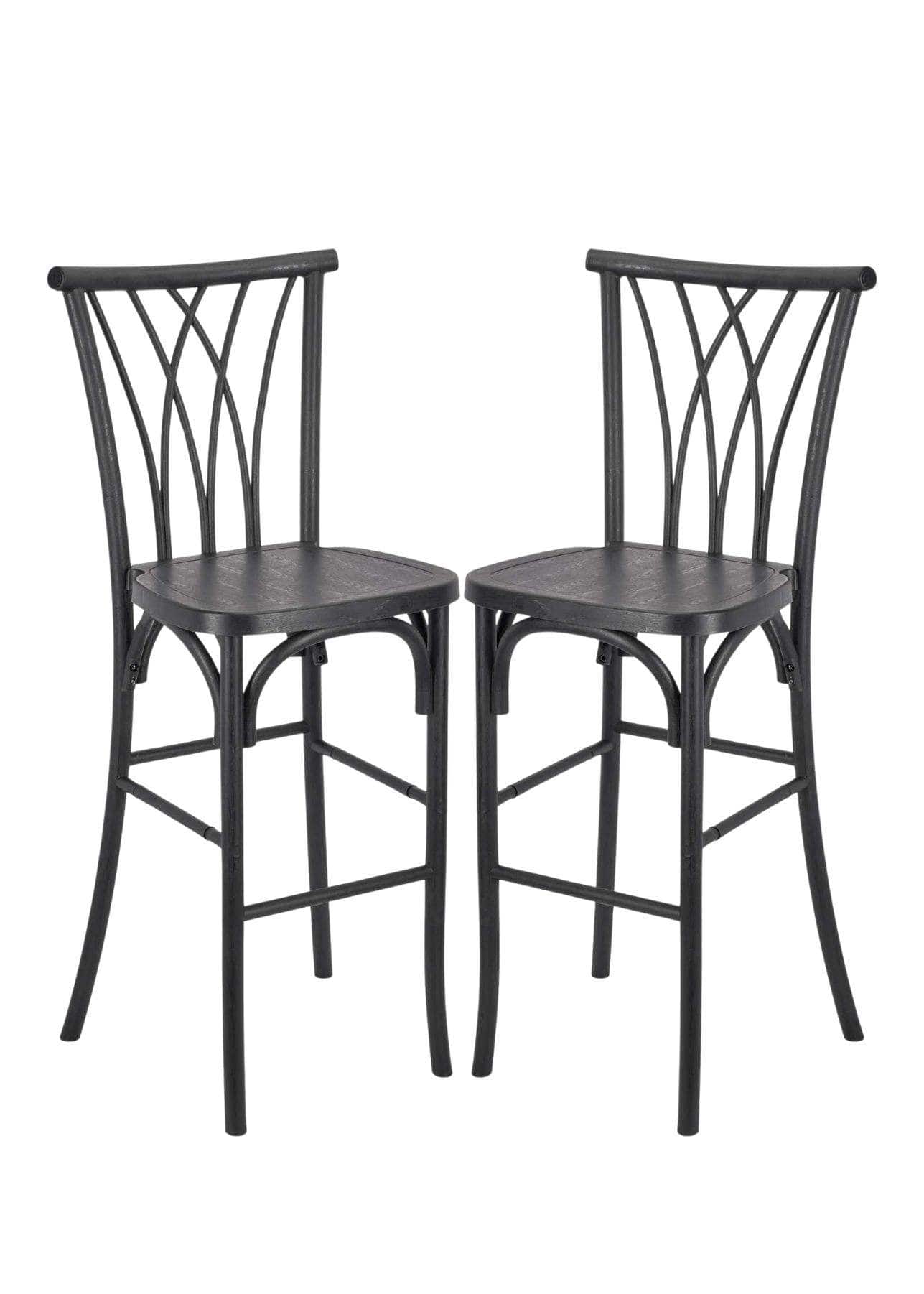 Chivari Black Resin Steel Skeleton™ Willow Barstool - 2 Pack - Some Assembly Required BWRB-KD-ST-AX-2