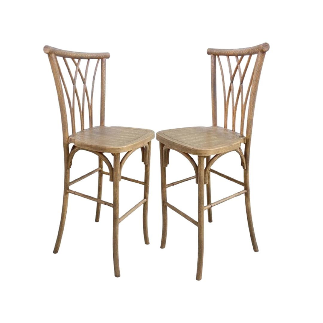 Chivari Chestnut Resin Steel Skeleton™ Willow Barstool - 2 Pack - Some Assembly Required BWRC-KD-ST-AX-2