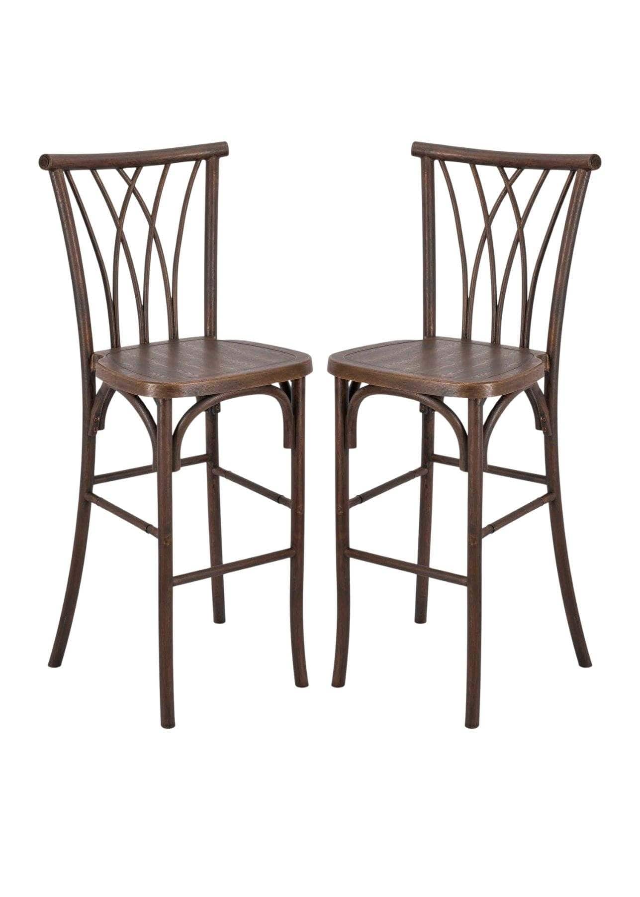 Chivari Fruitwood Resin Steel Skeleton™ Willow Barstool - 2 Pack - Some Assembly Required BWRF-KD-ST-AX-2