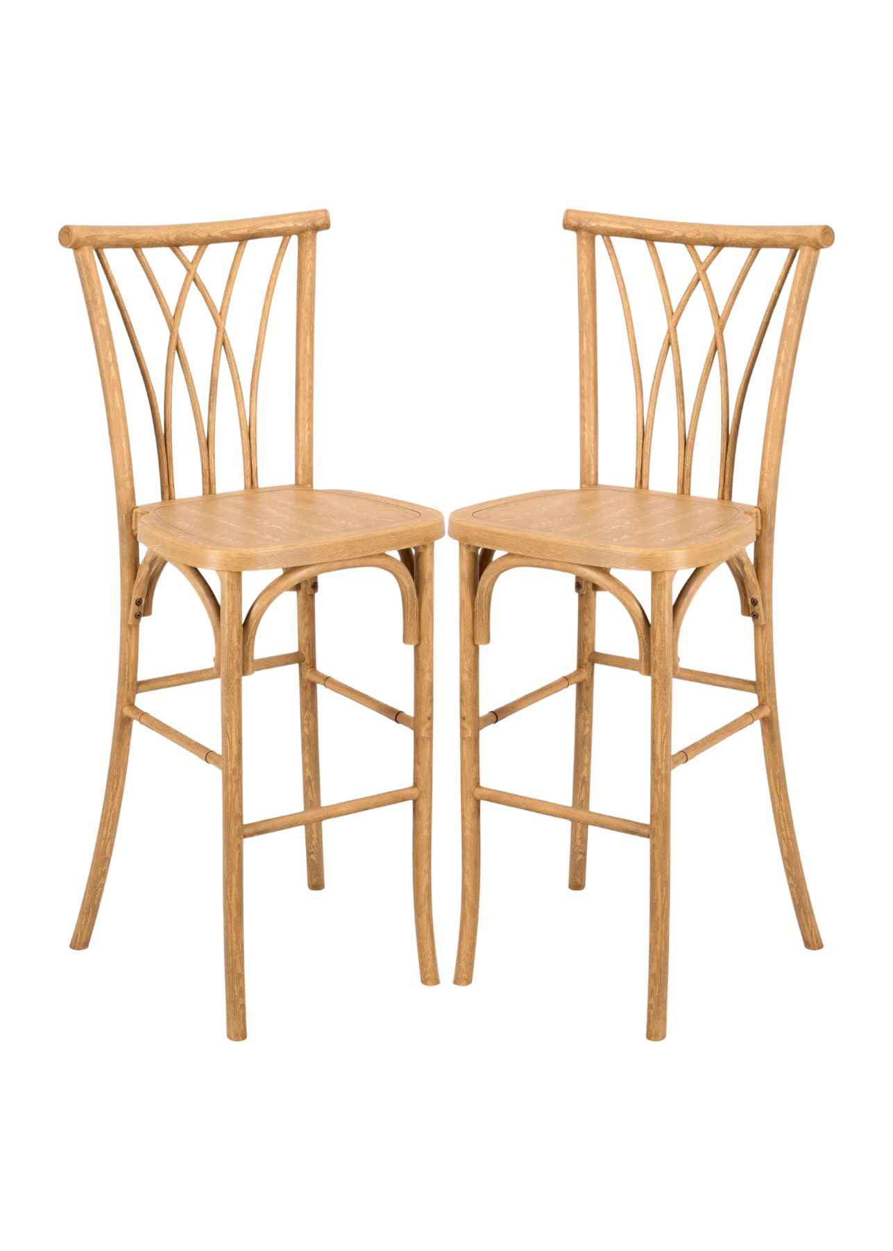 Chivari Natural Resin Steel Skeleton™  Willow Barstool - 2 Pack - Some Assembly Required BWRN-KD-ST-AX-2